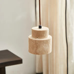 Yellow Travertine LED Pendant Light: Wabi Sabi Dining Room Decor