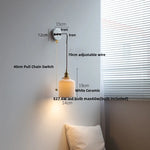 Ceramic LED Wall Sconce Pull Chain Switch, Modern Nordic Bathroom Mirror Light