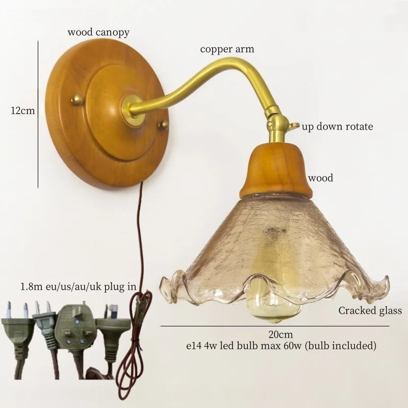 Afralia™ White Glass LED Wall Sconce - French Vintage Copper Applique Murale