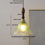 White Glass LED Pendant Light Fixture Walnut Wood Hang Lamp