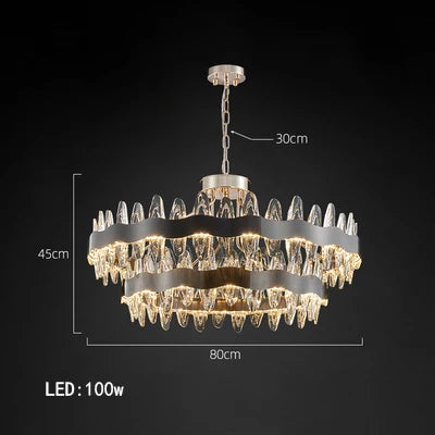 Luxury LED Chandelier Black Crystal Modern Suspension Island Dining Lamp
