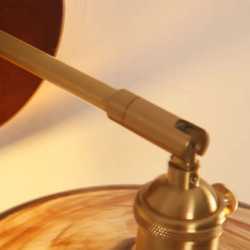 Copper Glass LED Wall Sconce Pull Chain Switch Stair Light