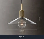 Clear Glass LED Pendant Light Gold Metal ChandelierMarshalAsLED Hanging Lamp