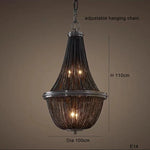 Black Aluminum Chain Tassel Pendant Lights - Dimmable Classic Chandelier