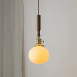 Ceramic Walnut Copper LED Pendant Light Chandelier for Bedroom Living Room
