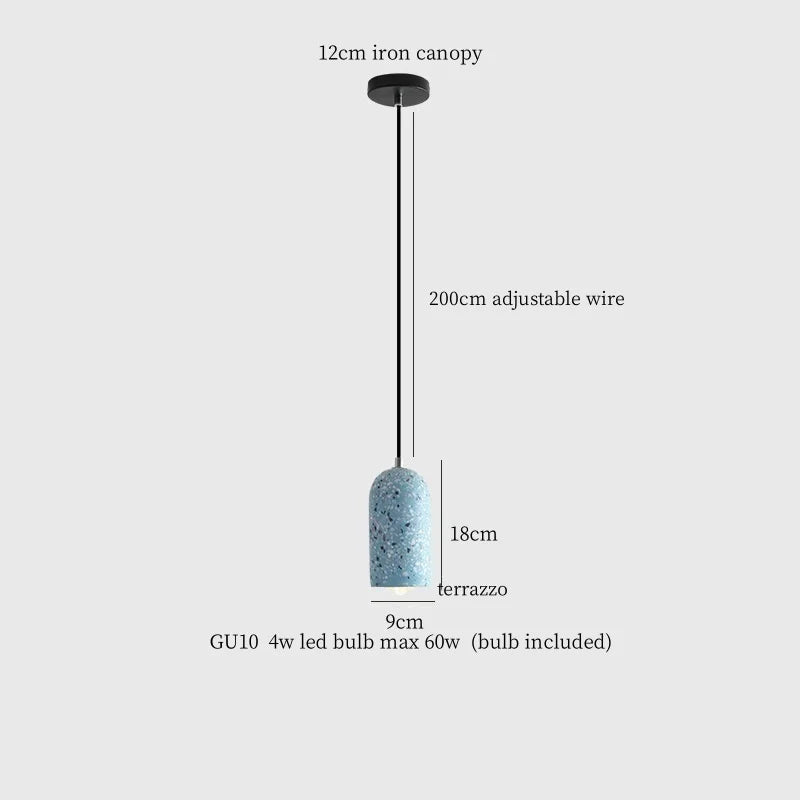 Terrazzo LED Pendant Lamp: Nordic Modern Style for Home, Bar, and Cafe Lighting.