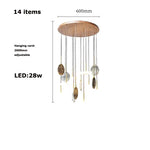 Marble Matches Wood LED Ceiling Chandelier Pendant Light for Living Room