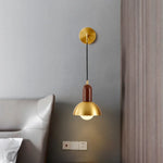 Modern Wood Copper LED Wall Sconce for Living Room Corridor Bar Bathroom