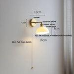 Glass LED Wall Sconce Pull Chain Switch Modern White Stair Light