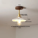 Amber Glass LED Ceiling Light Modern Wood Canopy Kids Room Fixture