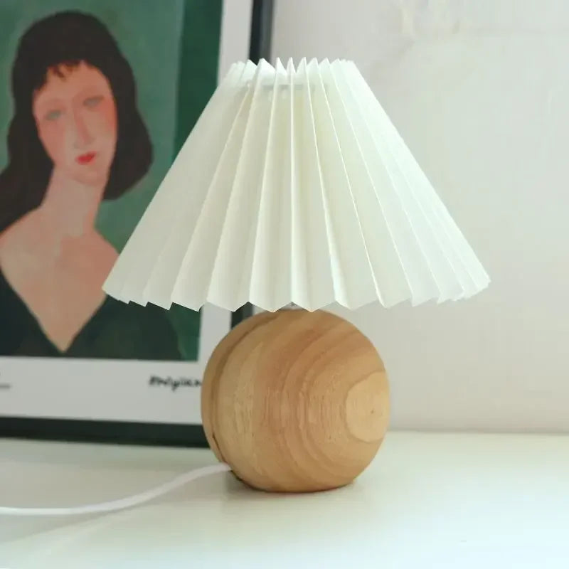 Nordic Ceramics Table Lamp - Modern Desk Light with Pleated Lampshade for Cozy Home Lighting