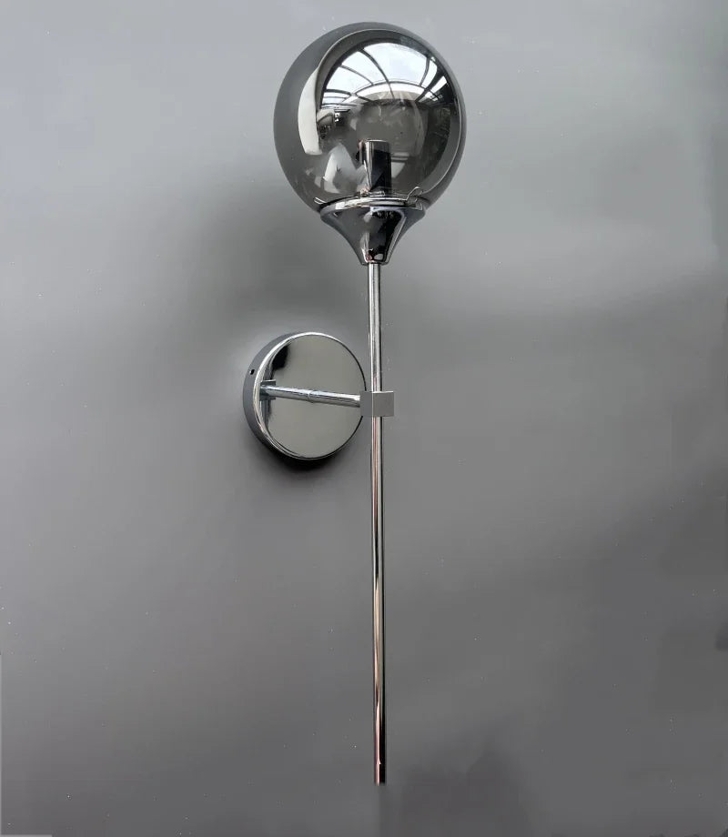 Golden Round Glass Wall Sconce: Modern Nordic Lighting Fixture for Home Decor