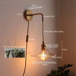 Copper Glass Pull Chain LED Wall Sconce for Indoor Living Room Stairway Lighting