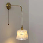 Ceramic Hand-painted LED Wall Light, Pull Chain Switch, Modern Bedside Lamp