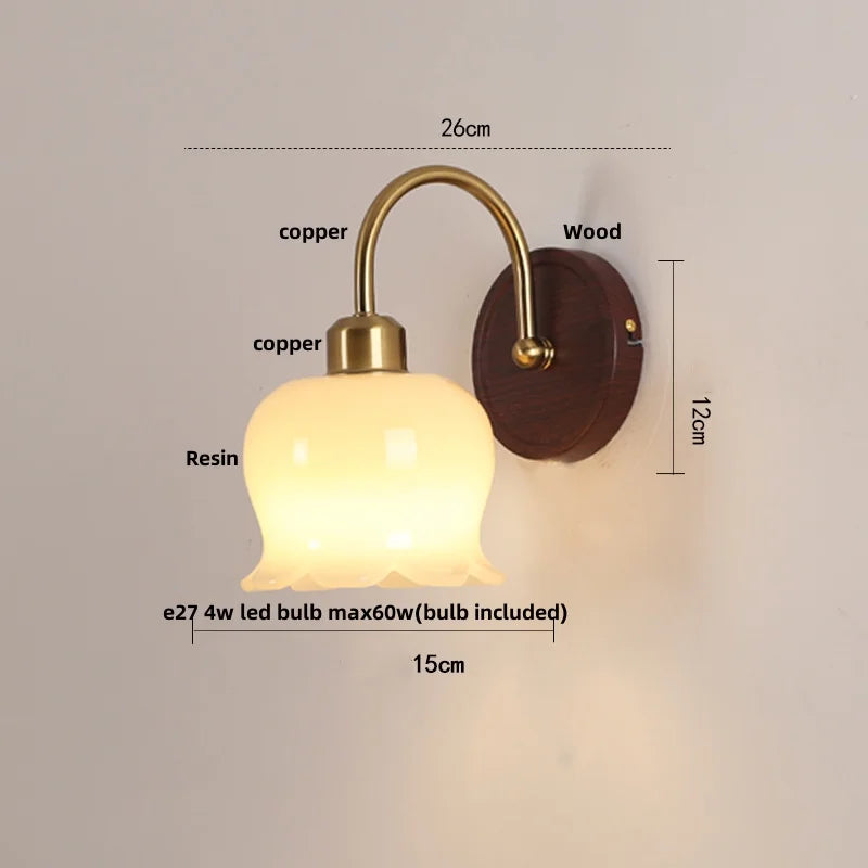 Copper LED Wall Sconce - Modern Nordic Bedroom Light Fixture