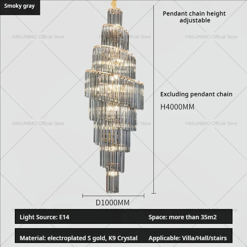 Crystal Chandelier for Penthouse Villa Living Room - Modern Light Luxury Design