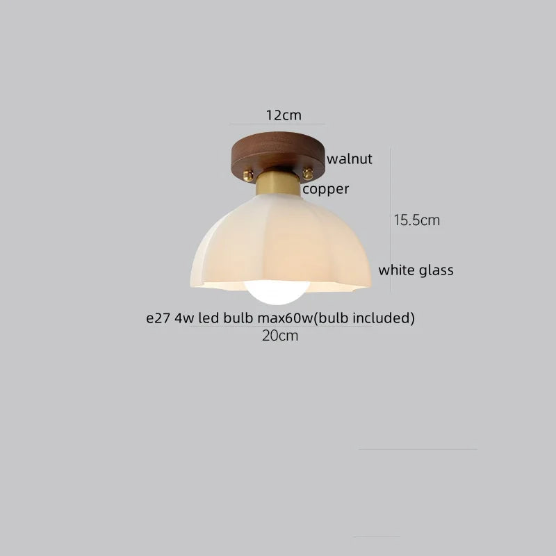 Wood Glass LED Ceiling Lamp Modern Kitchen Living Room Light Fixture