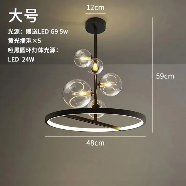 Glass Ball LED Chandelier: Modern Nordic Style for Living, Dining, Kitchen, Study
