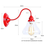 Afralia™ Edison Red LED Wall Lights - Iron Industrial Vintage Bedside Lamp