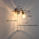 Rotatable LED Wall Sconce Clear Glass Reading Lamp with Pull Chain Switch