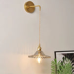 White Glass LED Wall Lamp with Pull Chain Switch, Modern Nordic Design