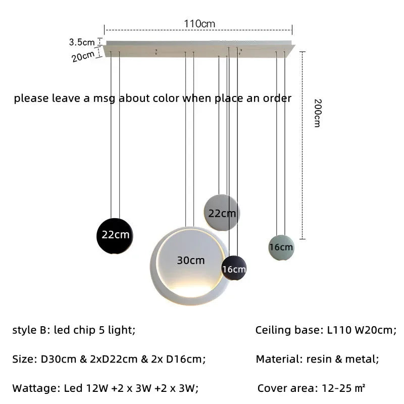 Nordic Bar Modern LED Pendant Light Resin Lustre Dining Room Hanging Lamp