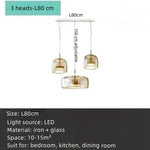 Amber Glass Chandelier Pendant Light for Living Room, Bedroom, Kitchen, and Bar