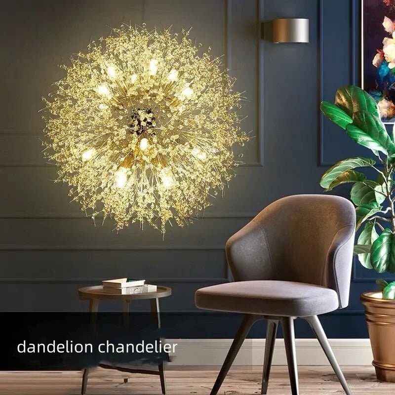 Afralia™ Dandelion Gold/Chrome Chandelier with Crystals, G9 Pendant Lights for Elegant Lighting