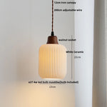 Wood & Ceramic LED Pendant Light for Kitchen Dining Room Decor