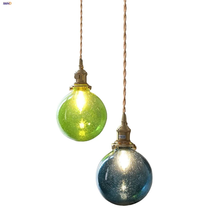 Afralia™ Bubble Glass Ball LED Pendant Lamp with Copper Knob Switch - Nordic Modern Home Decor