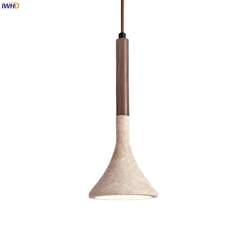 LED Pendant Light Yellow Travertine Modern Hanging Lampara