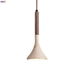 LED Pendant Light Yellow Travertine Modern Hanging Lampara