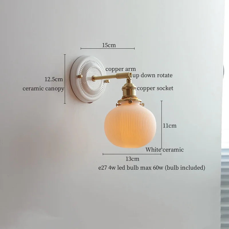 Striped Ceramic LED Wall Sconce: Modern Nordic Interior Light