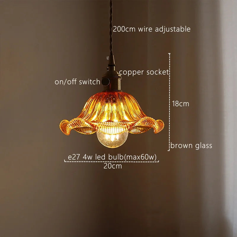 Green Stripe Glass Pendant Lamp Fixture for Home Decor & Kitchen Lighting