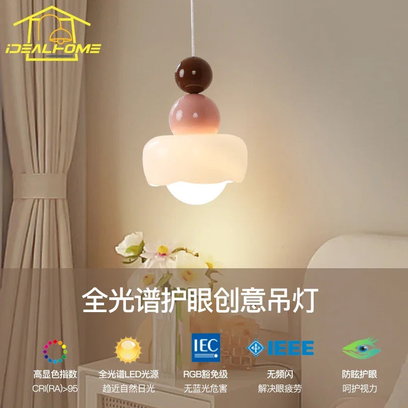 Cream Wind Resin/Glass Pendant Lights: Modern LED E27 Hanging Lamp for Bedroom, Bar, Kids Room