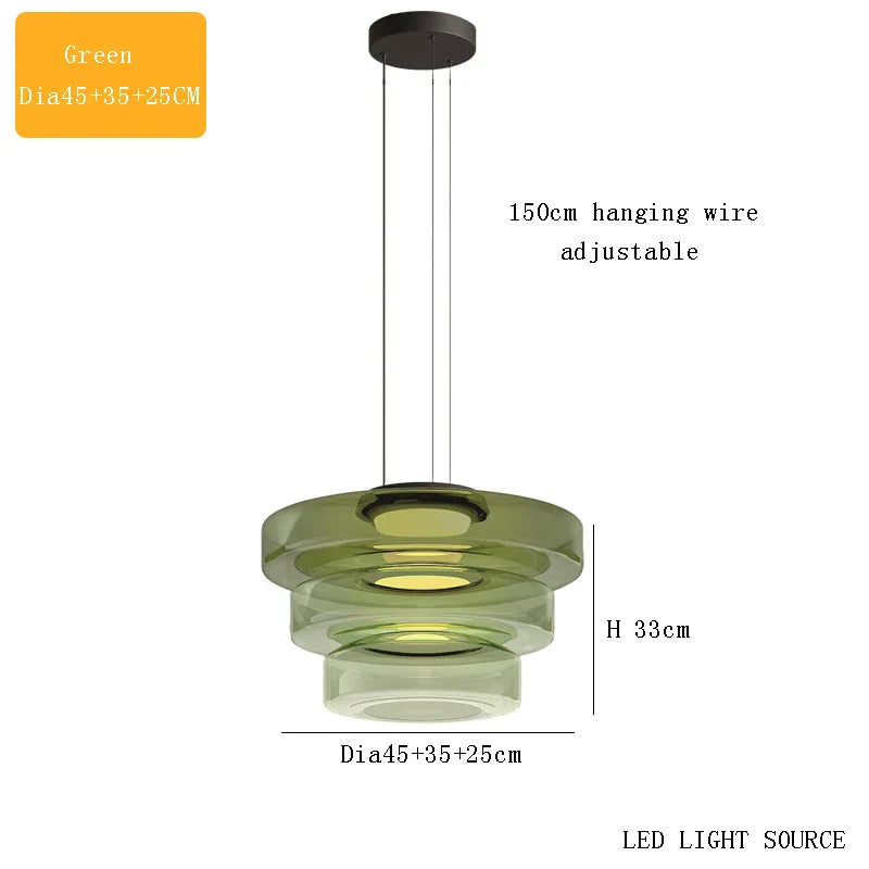 Glass Plate Ceiling Pendant Lights LED Fixture
