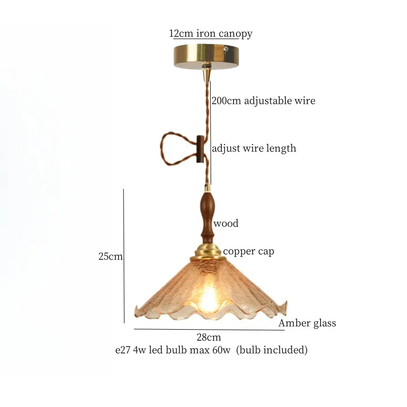 Afralia™ Nordic Glass Copper Pendant Light - LED Hanging Fixture for Bar, Loft, Bedroom, Kitchen