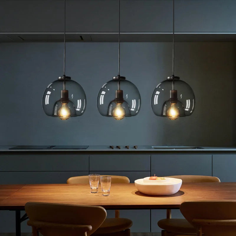 Glass Pendant Lights: Stylish LED Chandeliers for Dining Room, Kitchen, and Restaurant Tables