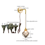 Afralia™ Grey Glass LED Wall Lamp Bedroom Living Room Loft Modern Copper Wandlamp