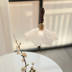 Nordic Walnut Wood LED Pendant Light Clear Glass Hang Lamp