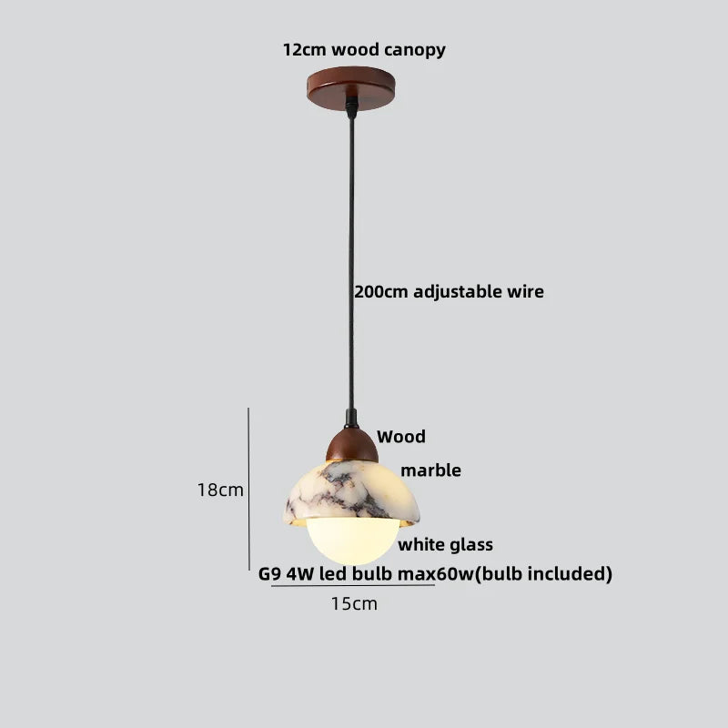 Afralia™ Vintage LED Pendant Lamp Bulgari Stone Luxury Hanging Light Fixtures