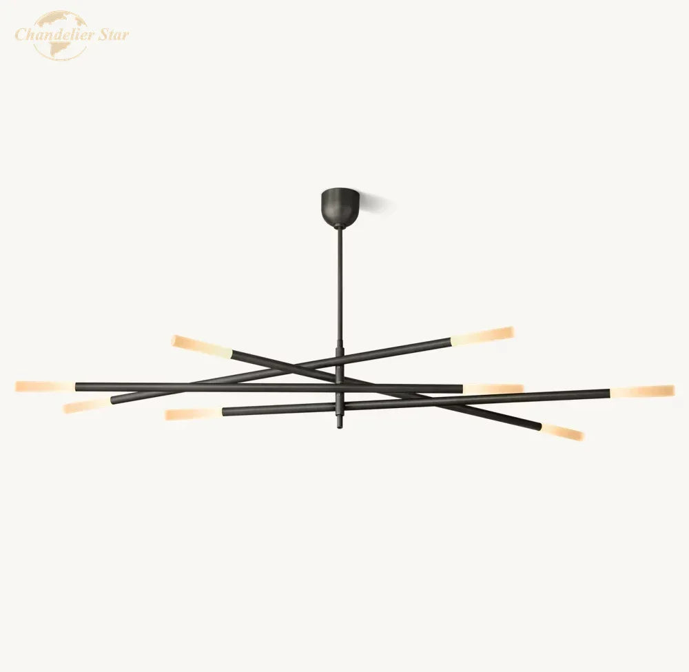 LED Glass Chandelier with Etched Rods for Dining Room, Kitchen, Bedroom - Modern Pendant Lighting