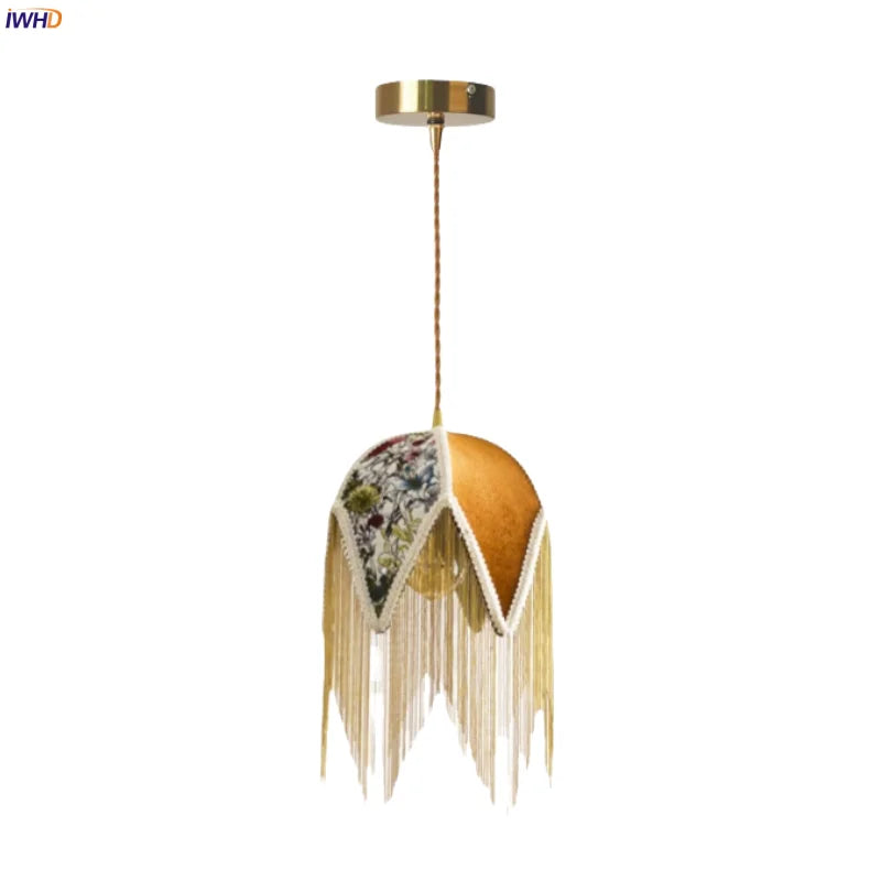 Tassel Cloth LED Pendant Light for Bedroom, Kitchen, Living, Dining Room, Cafe, Loft, Bar
