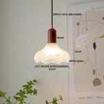 Wood Glass LED Pendant Light Suspension Luminaire for Home Decor