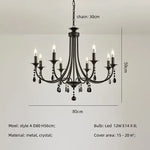 Black Metal Crystal Chandelier: Artistic LED Lighting for Home Decor