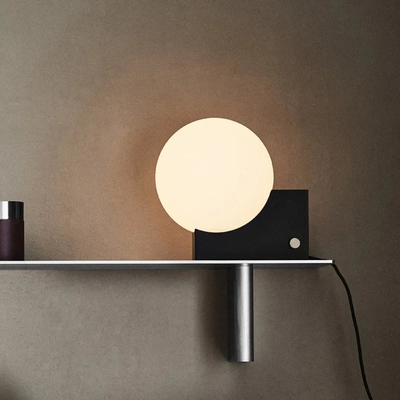 Metal Table Lamp with Glass Ball - LED Desk Light