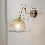 Copper Glass Wall Sconce Amber LED Rotate Modern Bathroom Mirror Light