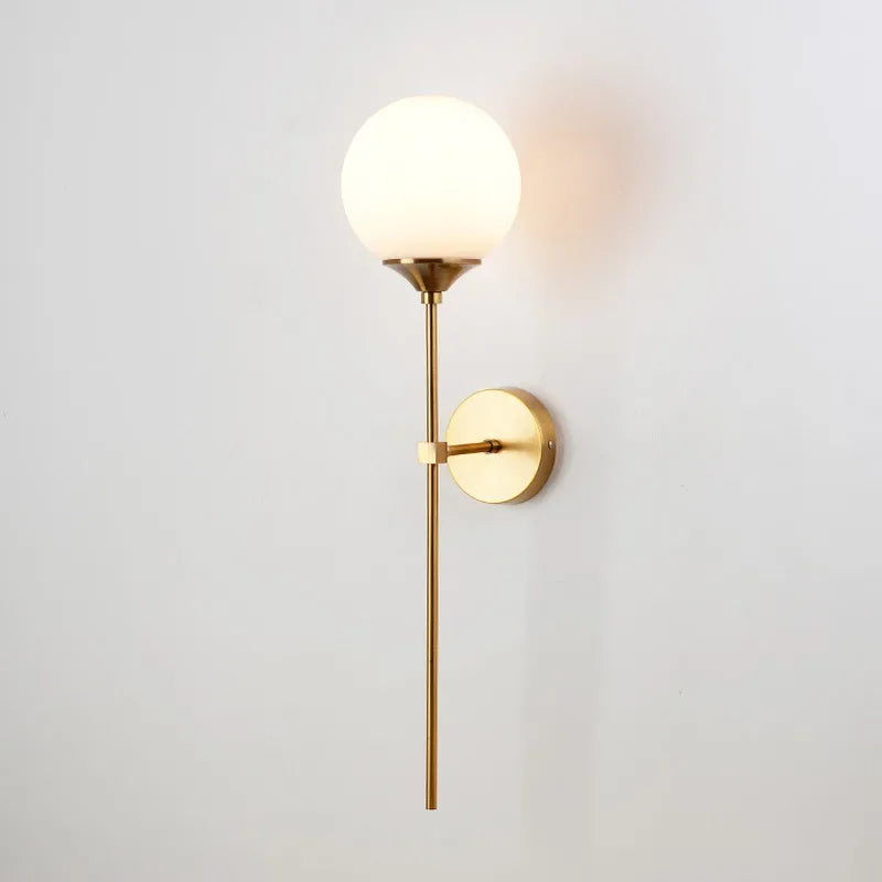 Golden Round Glass Wall Sconce: Modern Nordic Lighting Fixture for Home Decor