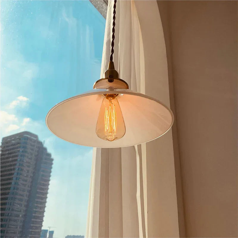 White Glass LED Pendant Lamp Nordic Modern Copper Socket Hanging Lights