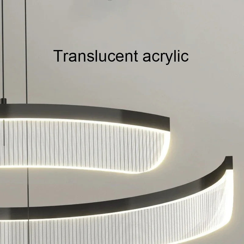 Modern Acrylic LED Semicircle Pendant Light Chandelier for Living Room and Bedroom